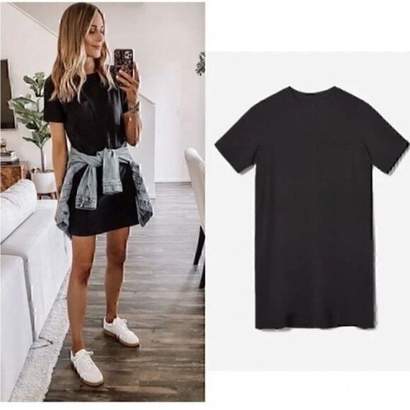 NWT Everlane Black Pocket Tee Shirt Weekend Dress Black XS - Picture 1 of 5